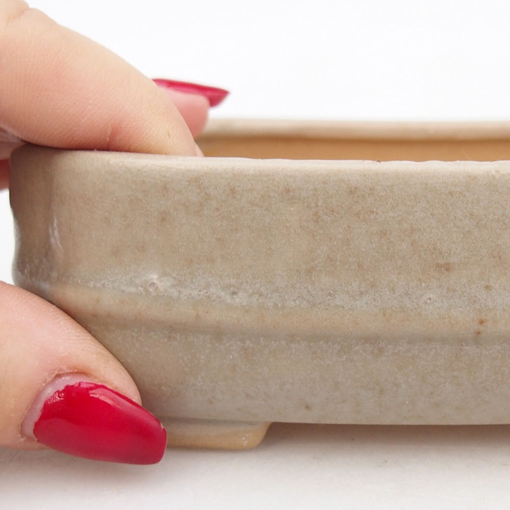 Bol à bonsaï en céramique 12 x 10,5 x 4 cm, couleur beige