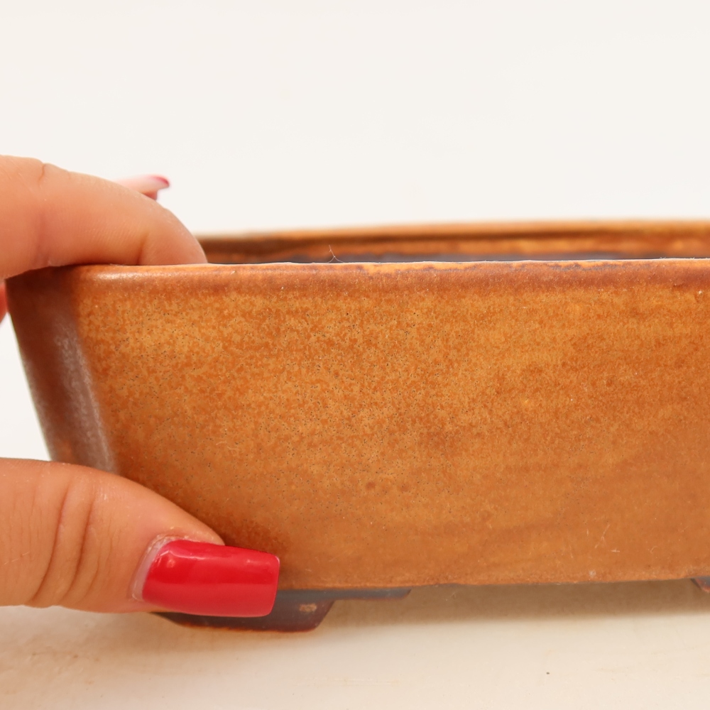 Bol à bonsaï en céramique 17,5 x 14,5 x 5 cm, brun