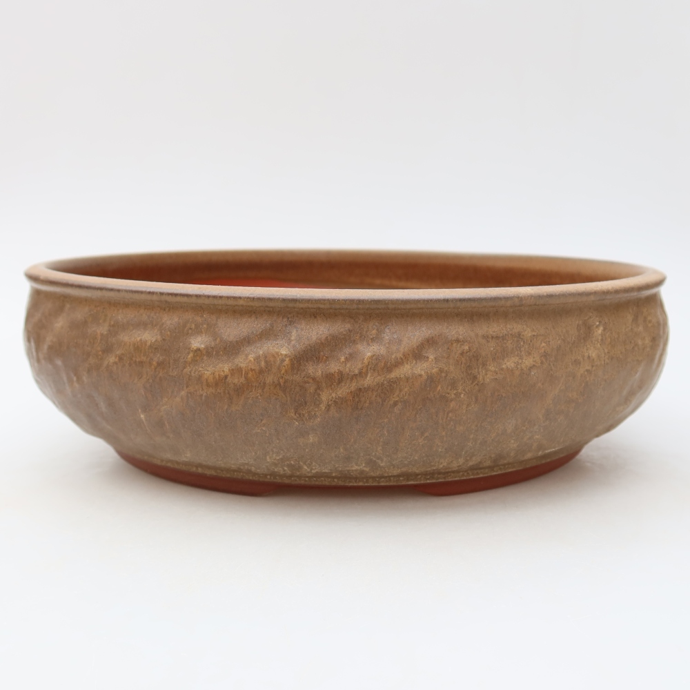Pot à bonsaï en céramique 27 x 27 x 7,5 cm, couleur marron