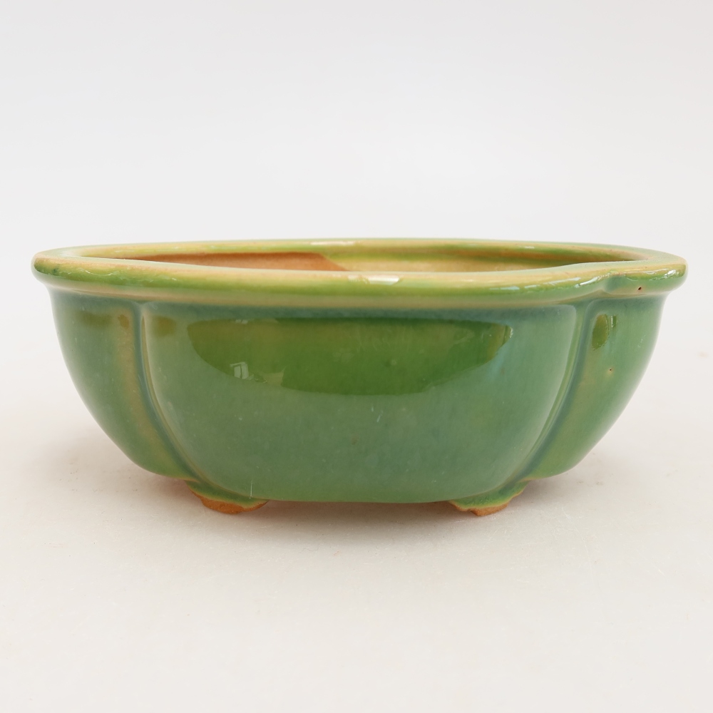 Pot à bonsaï en céramique 12,5 x 10,5 x 4,5 cm, couleur verte