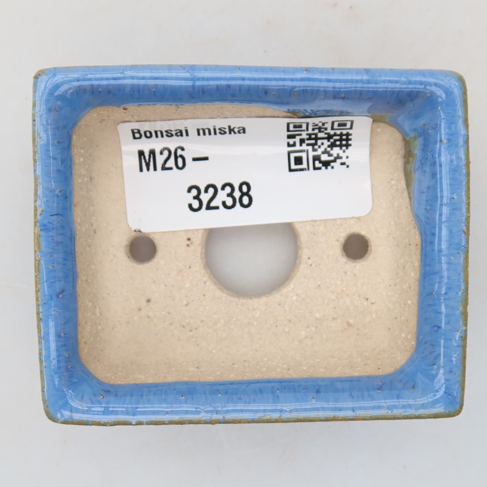 Pot à bonsaï en céramique 6,5 x 6,5 x 2,5 cm, couleur bleue