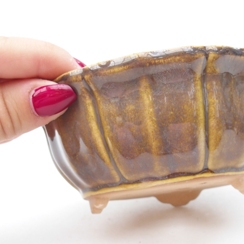 Bol à bonsaï en céramique 11,5 x 11,5 x 5 cm, jaune