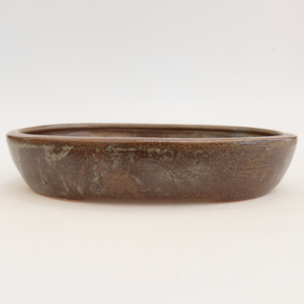 Bol à bonsaï en céramique 22 x 17 x 4 cm, brun