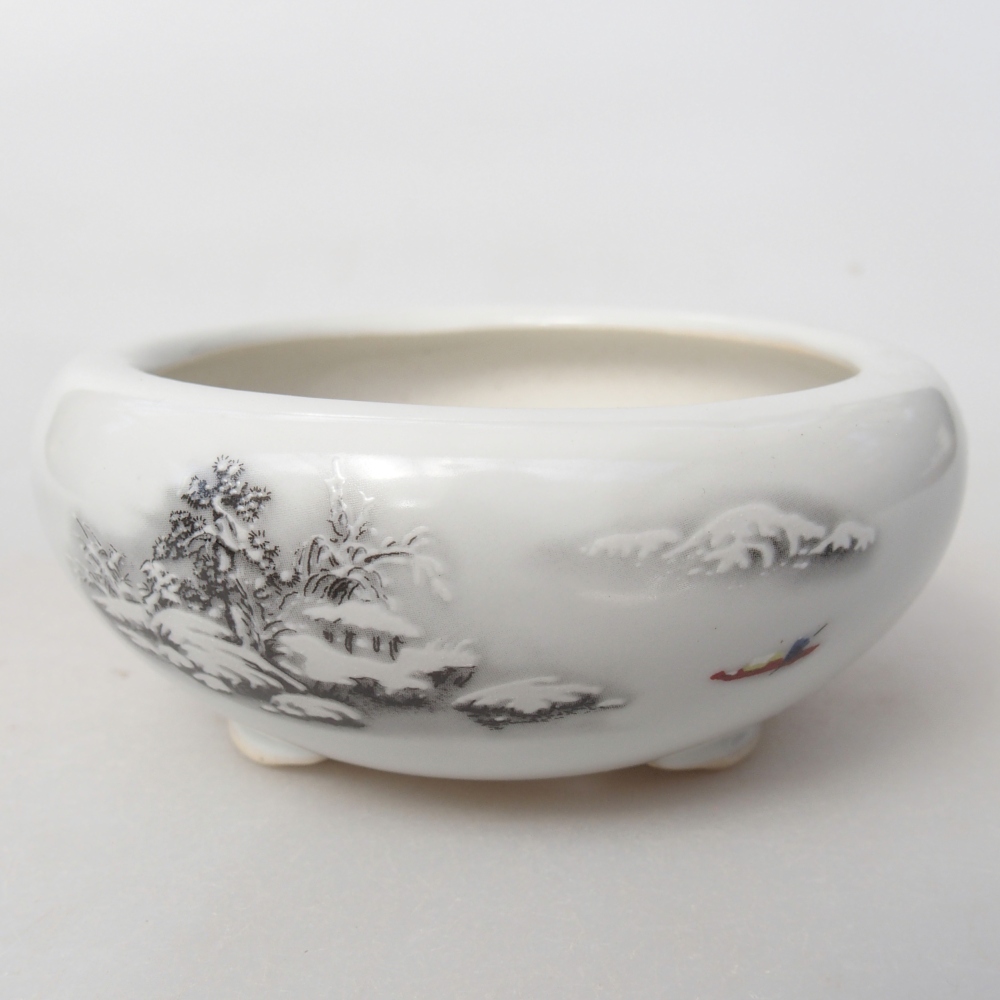 Bol à bonsaï en céramique 10 x 10 x 5 cm, couleur blanc