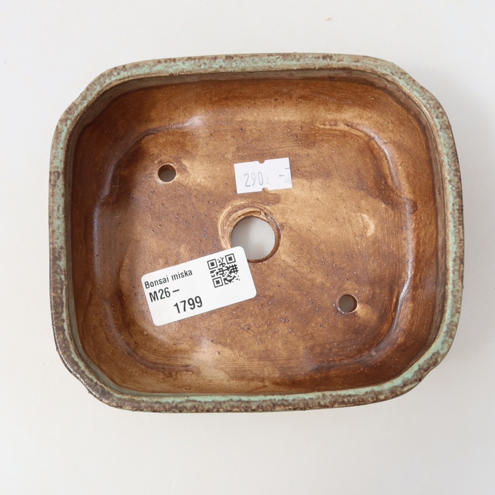 Pot à bonsaï en céramique 14 x 12 x 4 cm, couleur verte