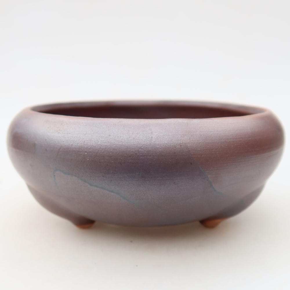 Pot à bonsaï en céramique 15 x 15 x 6,5 cm, couleur métallique