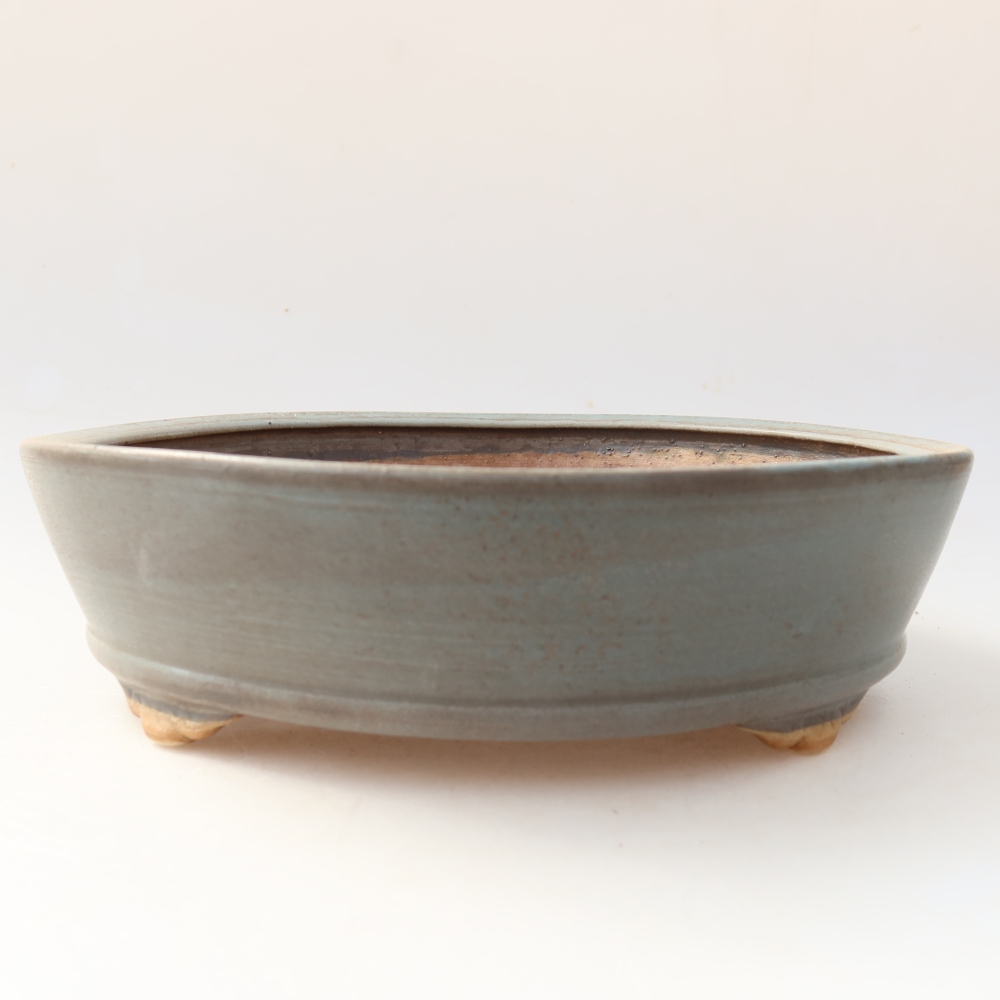 Pot à bonsaï en céramique 21,5 x 21,5 x 6 cm, couleur bleue