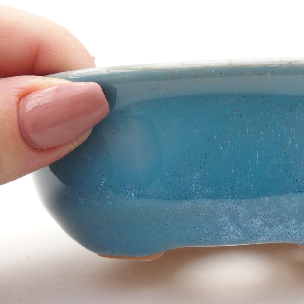 Bol à bonsaï en céramique 11 x 8,5 x 4 cm, couleur bleu