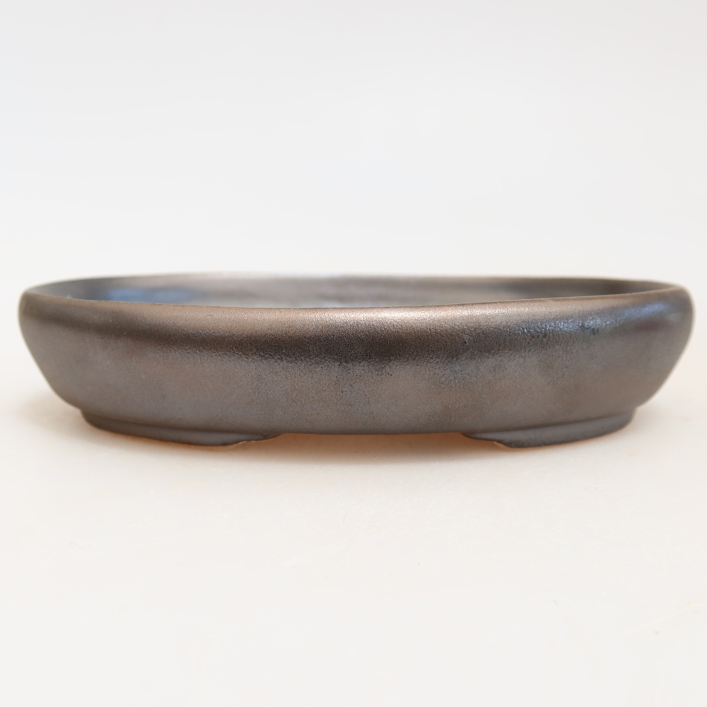 Pot à bonsaï en céramique 13 x 9,5 x 2,5 cm, couleur métallique