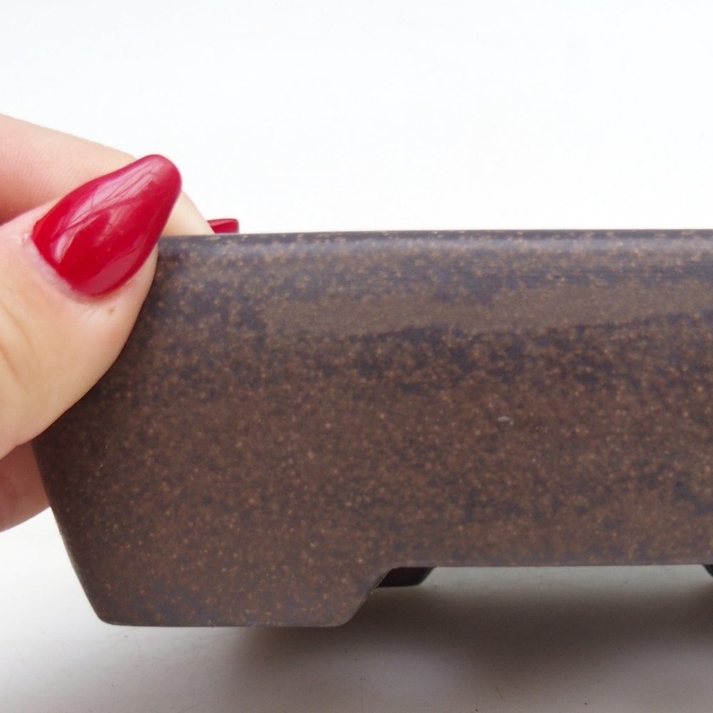 Bol à bonsaï en céramique 14 x 10 x 4,5 cm, couleur ocre brunâtre