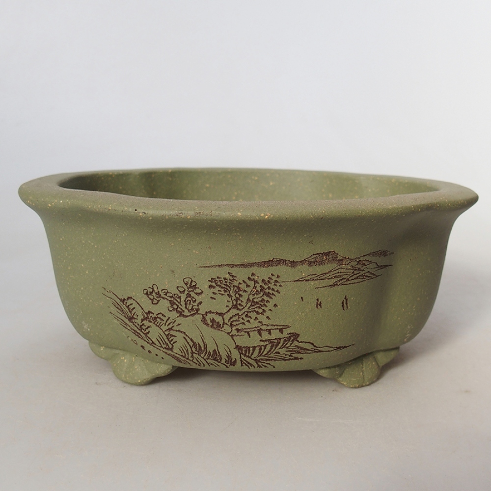 Bol à bonsaï en céramique 15,5 x 13 x 6 cm, vert