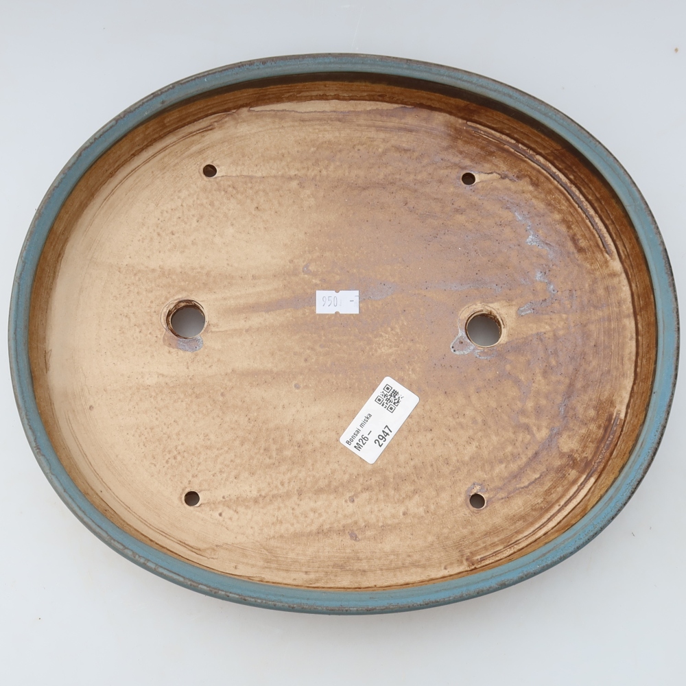 Pot à bonsaï en céramique 31 x 27 x 4,5 cm, couleur bleue
