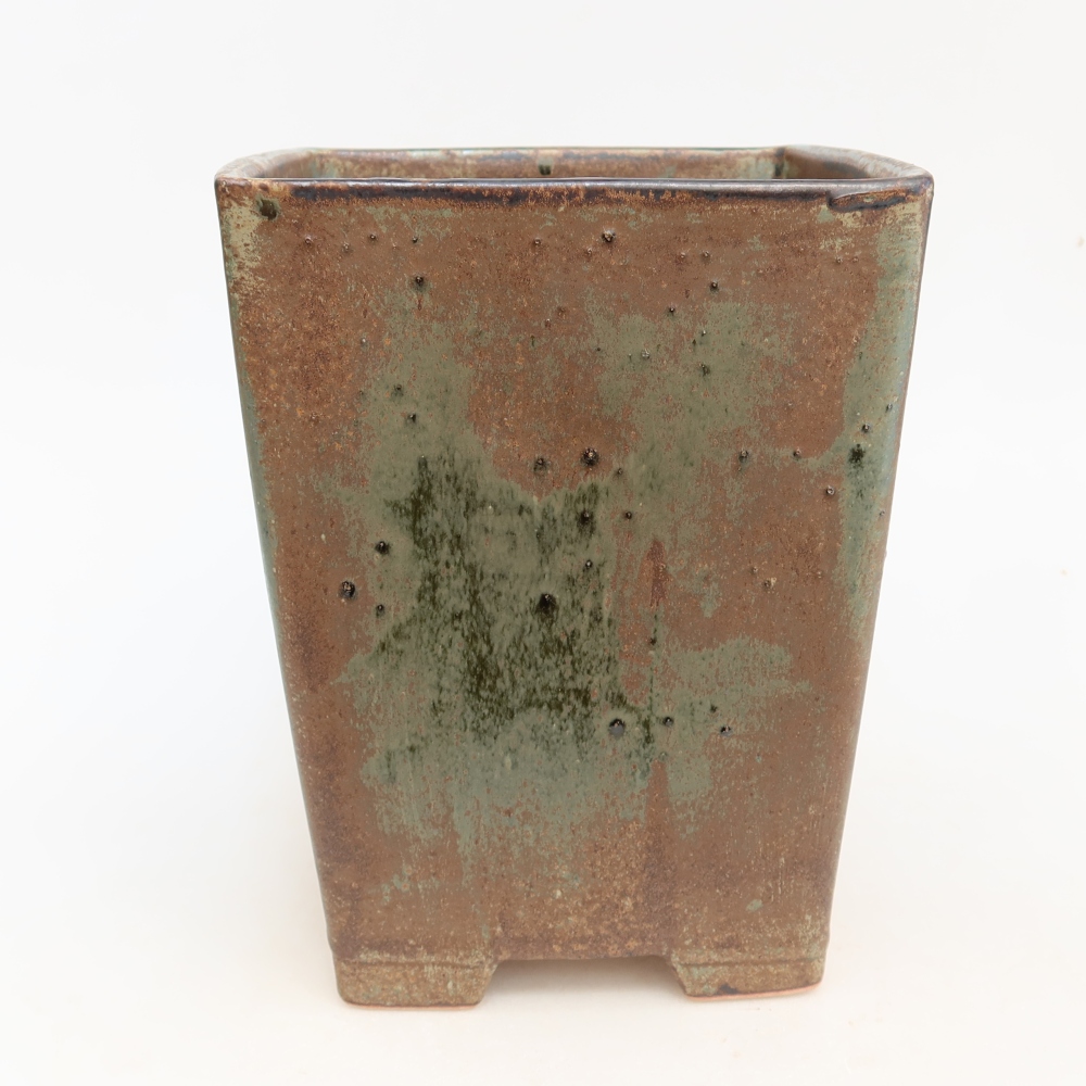 Pot à bonsaï en céramique 15,5 x 15,5 x 19 cm, couleur marron