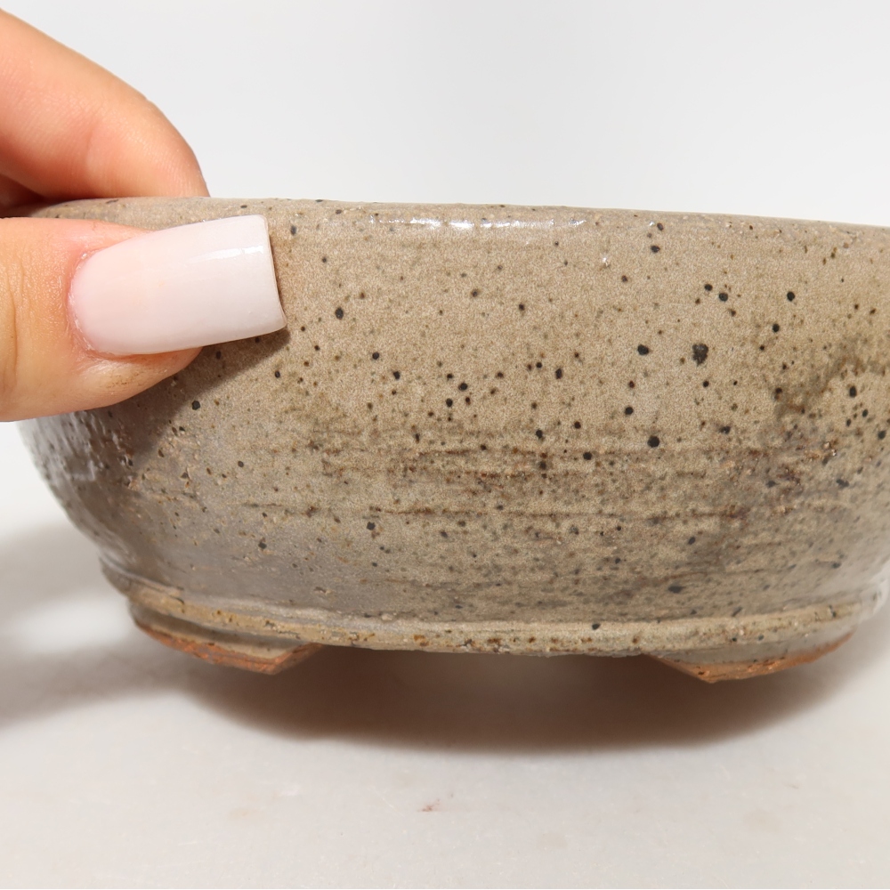 Pot à bonsaï en céramique 14 x 14 x 5,5 cm, couleur beige