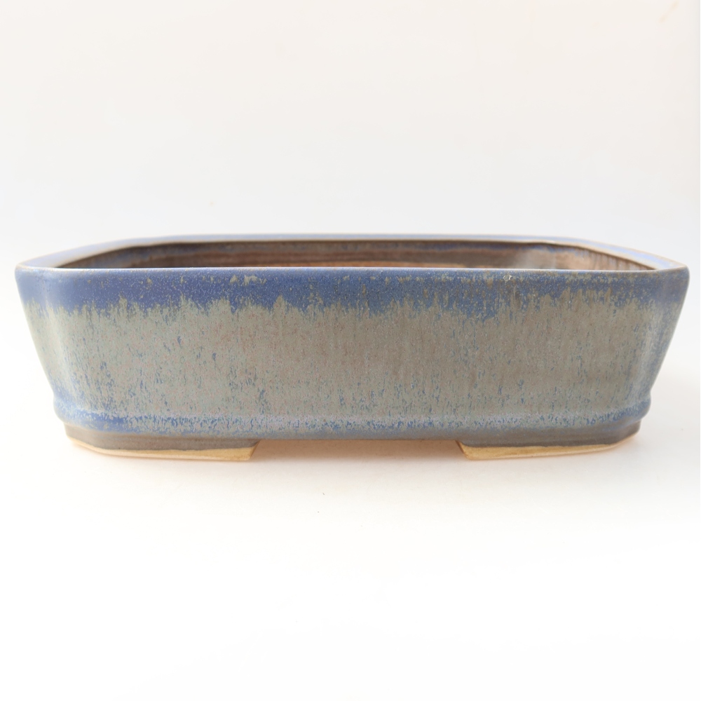 Pot à bonsaï en céramique 25 x 21 x 6,5 cm, couleur bleue