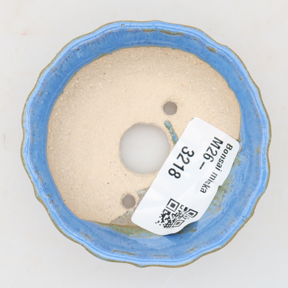 Pot à bonsaï en céramique 7 x 7 x 2,5 cm, couleur bleue