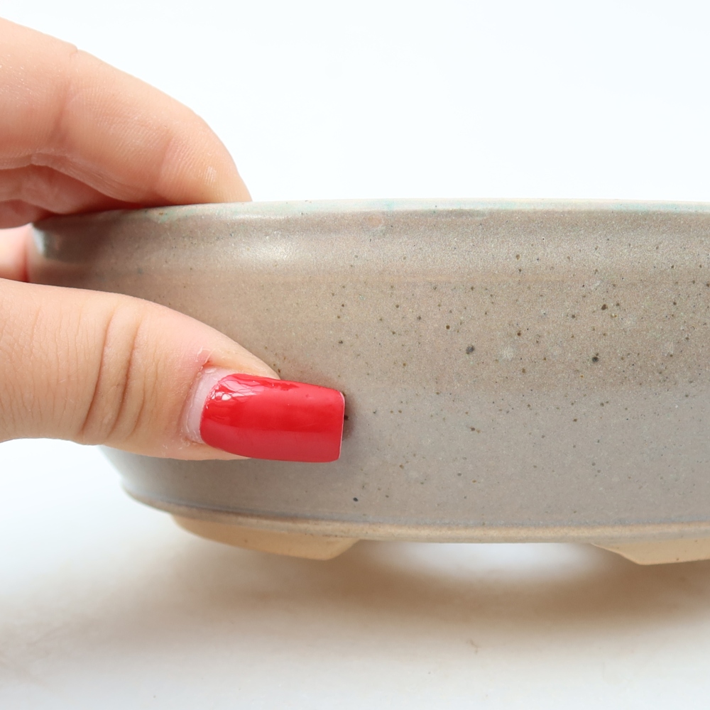 Pot à bonsaï en céramique 16,5 x 16,5 x 5 cm, couleur beige