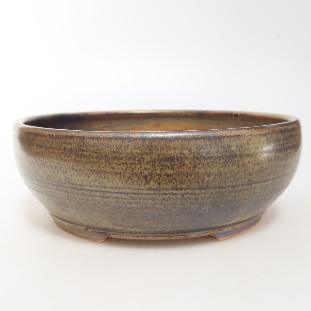 Pot à bonsaï en céramique 19 x 19 x 6,5 cm, couleur marron