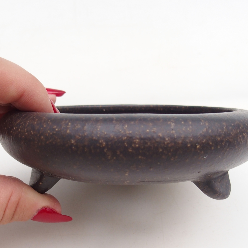 Bol à bonsaï en céramique 11,5 x 11,5 x 4 cm, ocre brunâtre