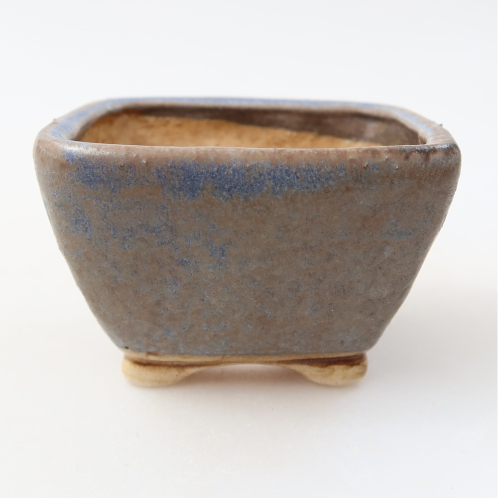Pot à bonsaï en céramique 6 x 6 x 4 cm, couleur bleue