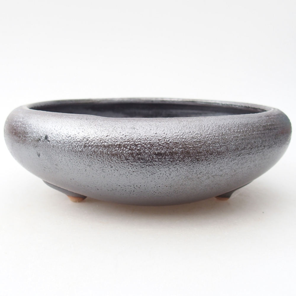 Bol à bonsaï en céramique 20 x 20 x 7 cm, couleur métal