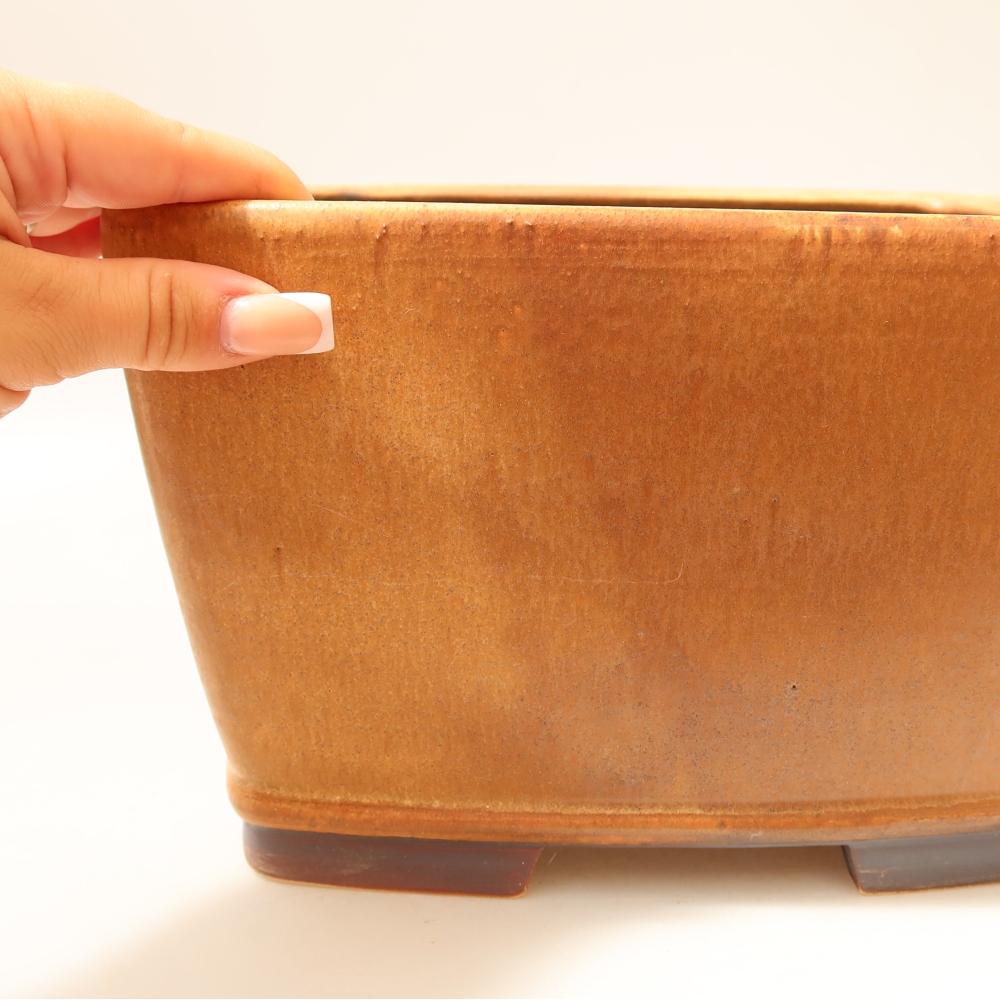 Pot à bonsaï en céramique 26,5 x 26,5 x 15,5 cm, couleur marron