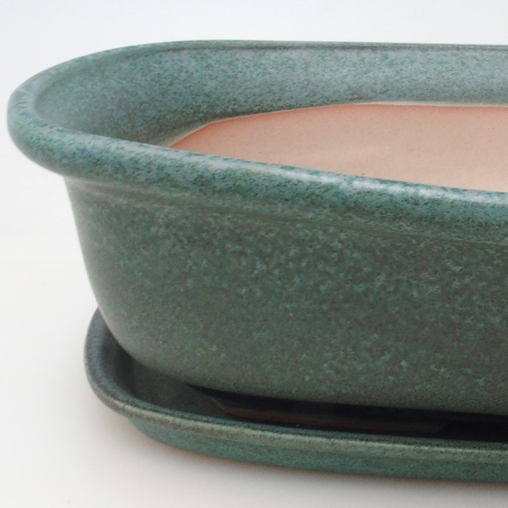 Bol bonsaï + soucoupe H10 - 37 x 28 x 9 cm - vert
