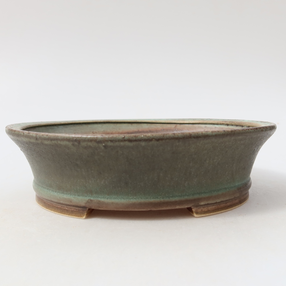 Pot à bonsaï en céramique 17,5 x 16,5 x 5 cm, couleur verte