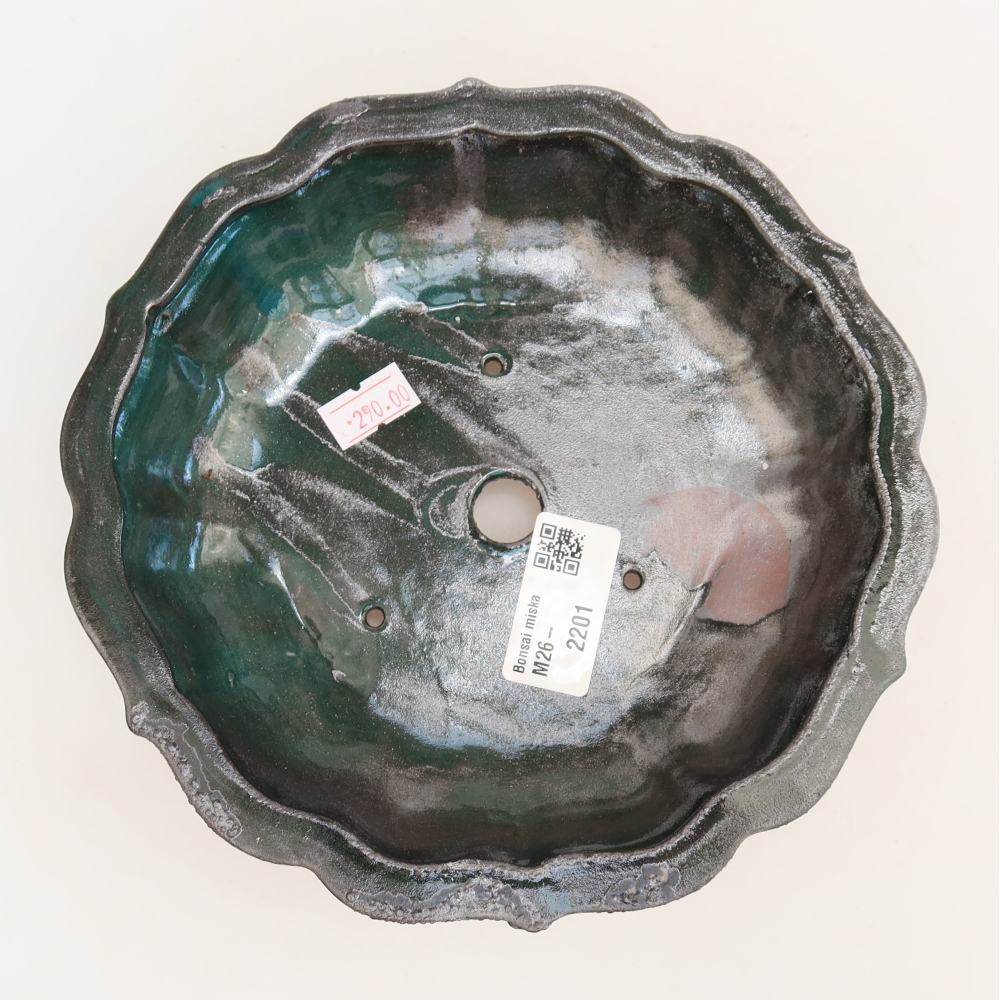 Bol à bonsaï en céramique 18,5 x 18,5 x 5 cm, vert
