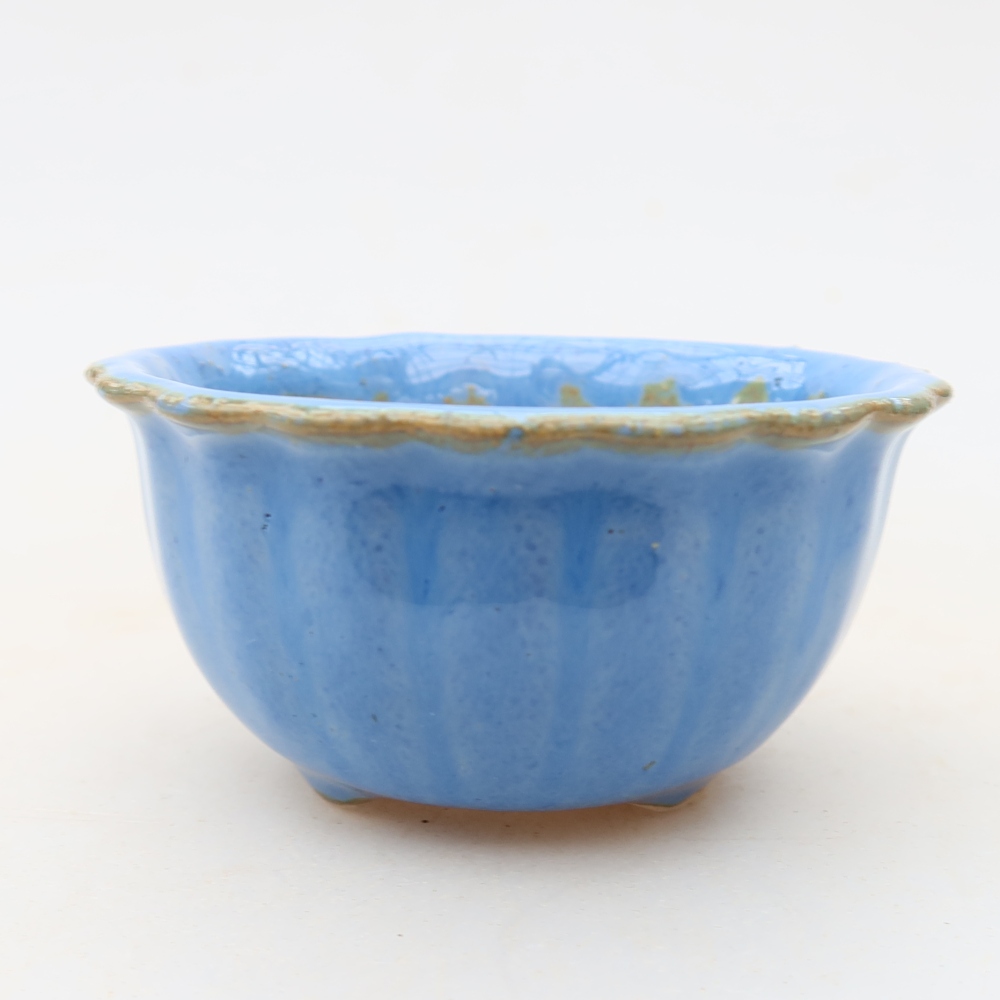 Pot à bonsaï en céramique 7 x 7 x 4 cm, couleur bleue