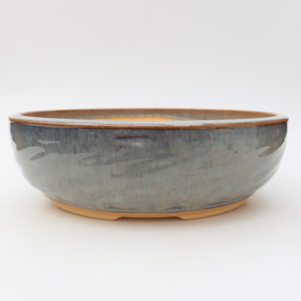 Pot à bonsaï en céramique 26 x 26 x 8 cm, couleur grise