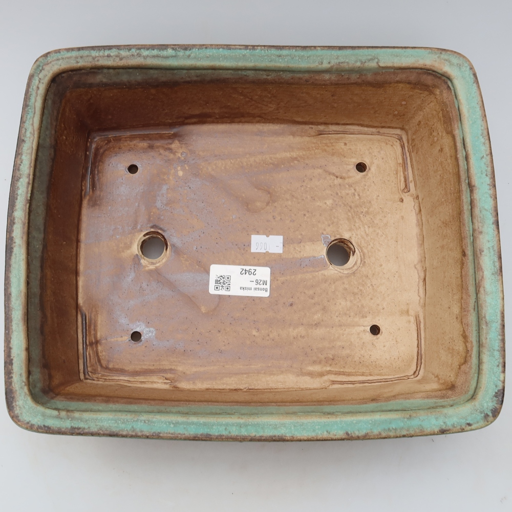 Pot à bonsaï en céramique 29,5 x 24 x 8 cm, couleur verte
