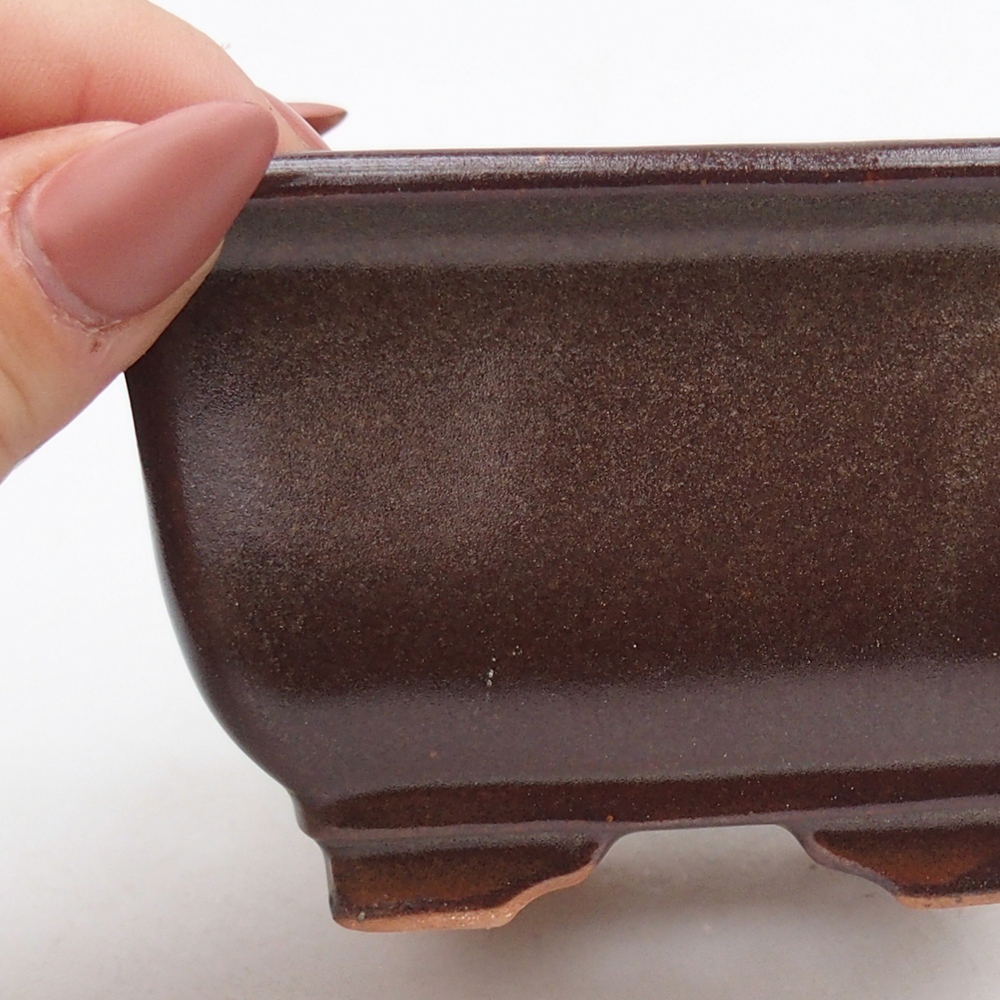 Bol à bonsaï en céramique 10 x 10 x 6 cm, bordeaux