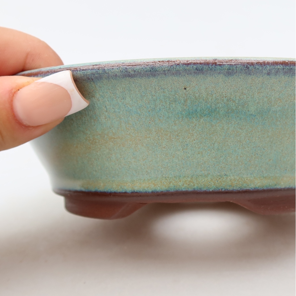 Pot à bonsaï en céramique 14,5 x 14,5 x 4,5 cm, couleur verte