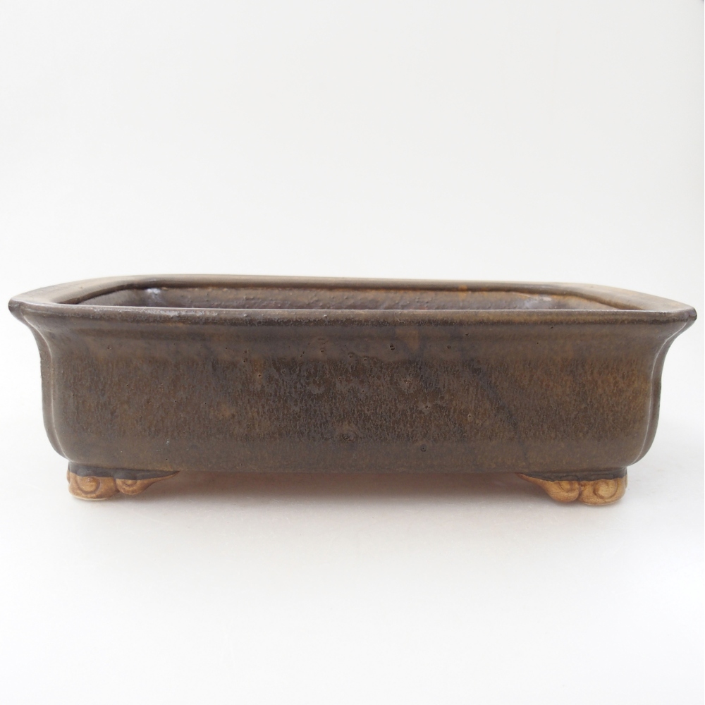 Bol à bonsaï en céramique 25 x 20 x 7 cm, brun