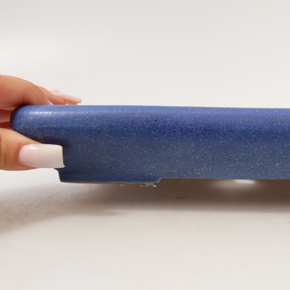 Pot à bonsaï en céramique 24 x 17,5 x 4 cm, couleur bleue