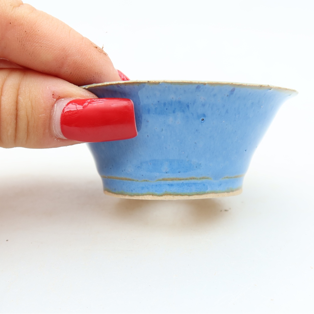 Bol à bonsaï en céramique 7 x 7 x 3 cm, couleur bleu