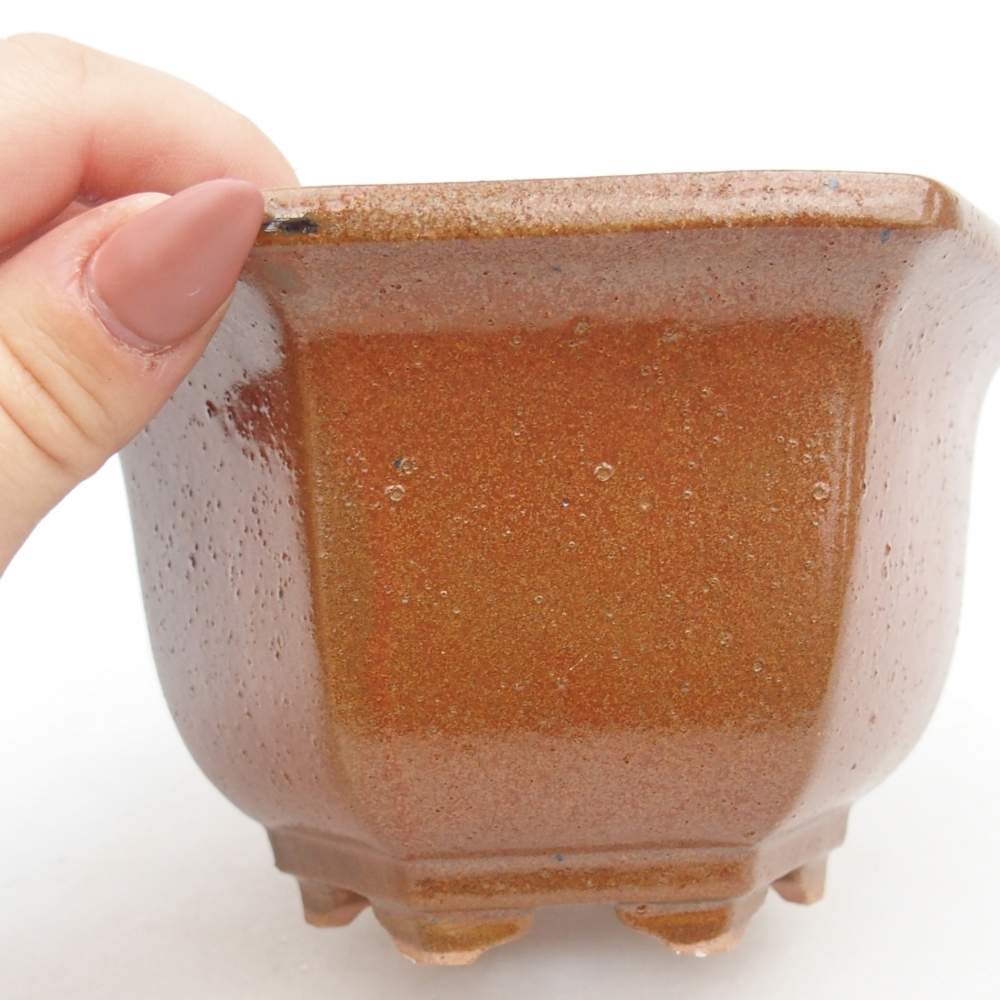 Bol à bonsaï en céramique 13 x 11,5 x 8 cm, brun