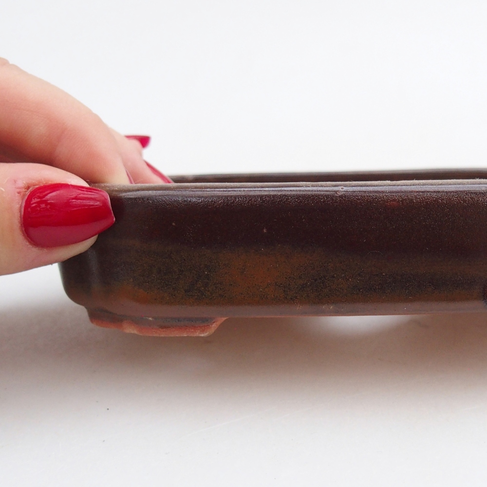 Bol à bonsaï en céramique 13 x 9 x 3 cm, brun