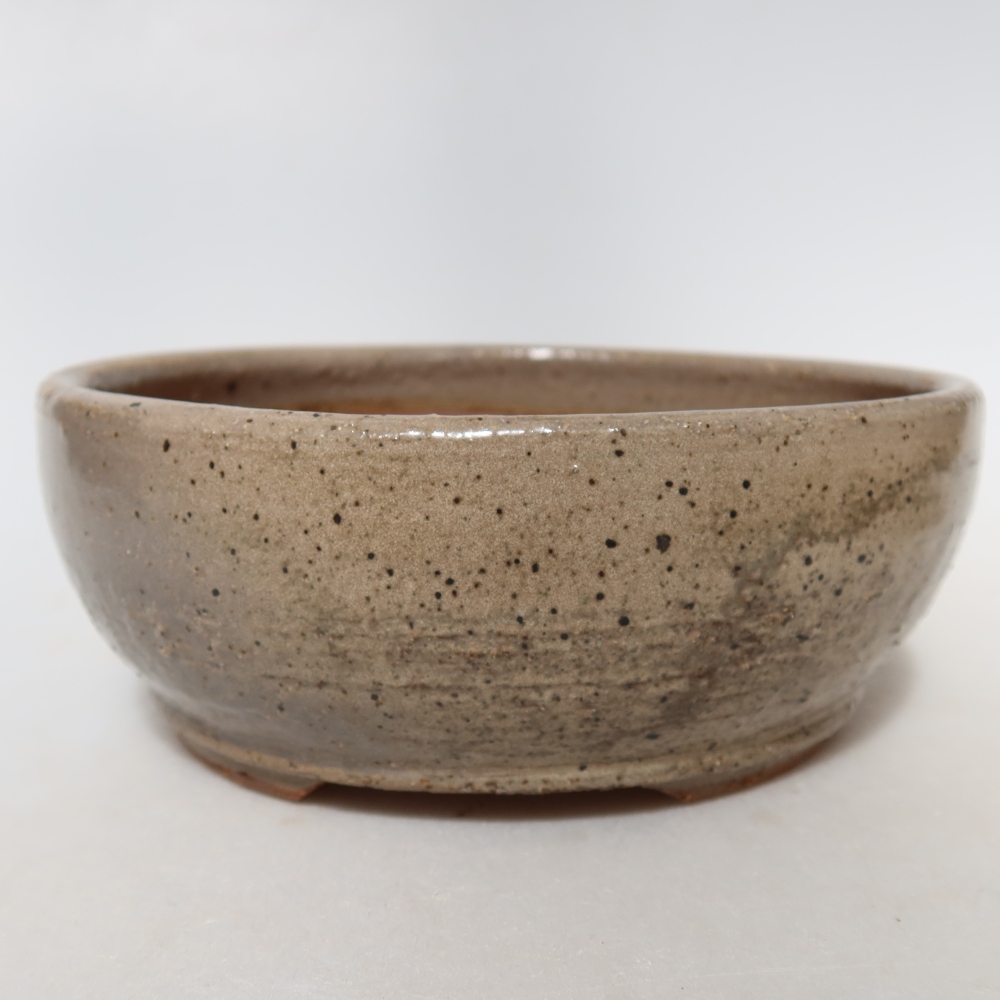 Pot à bonsaï en céramique 14 x 14 x 5,5 cm, couleur beige