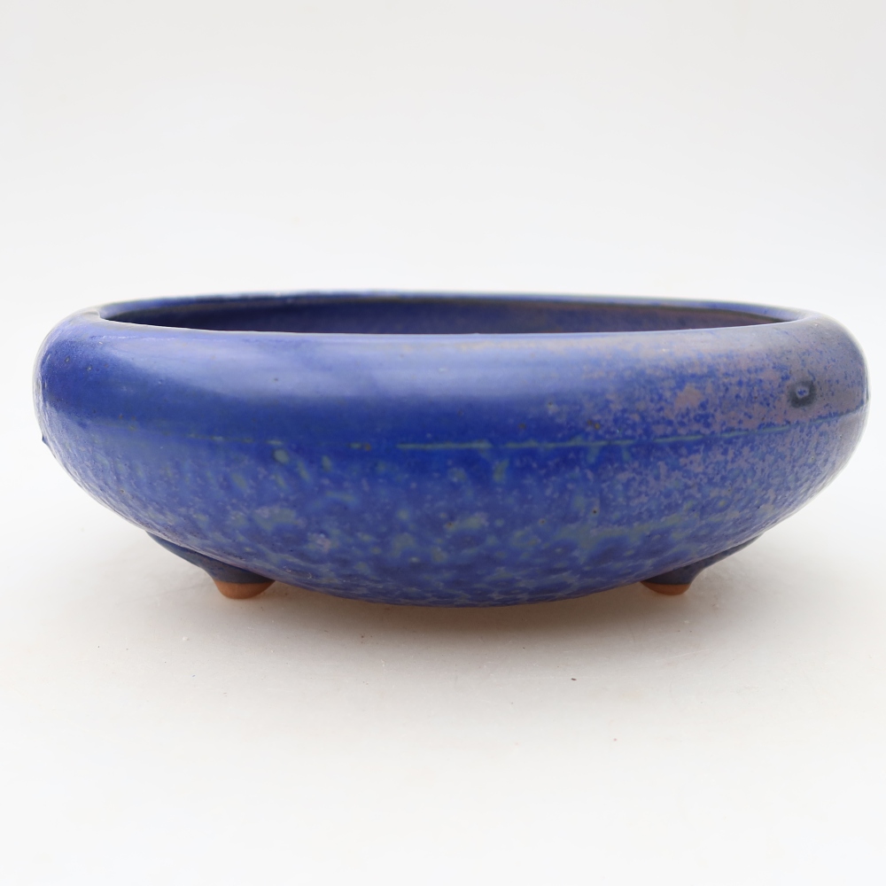 Pot à bonsaï en céramique 20 x 20 x 7,5 cm, couleur bleue