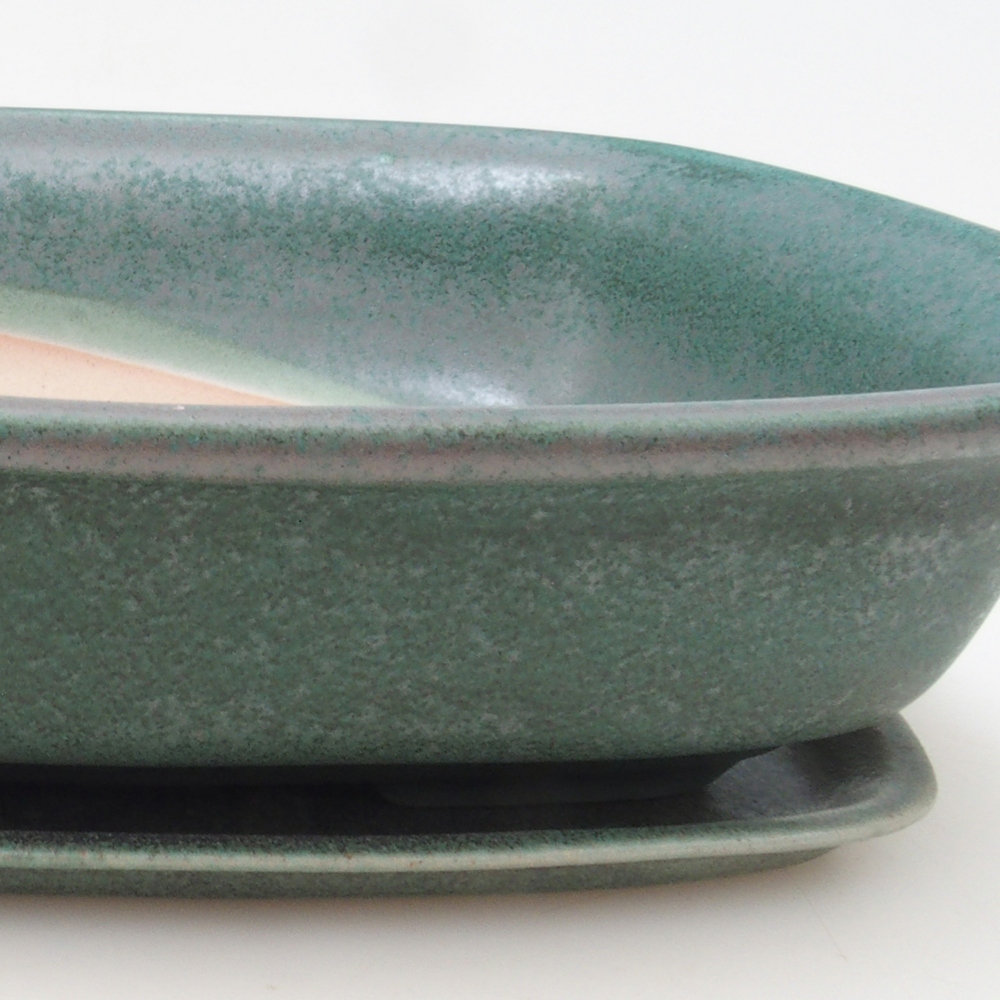 Bol bonsaï + soucoupe H09 - 30 x 23 x 7,5 cm - vert