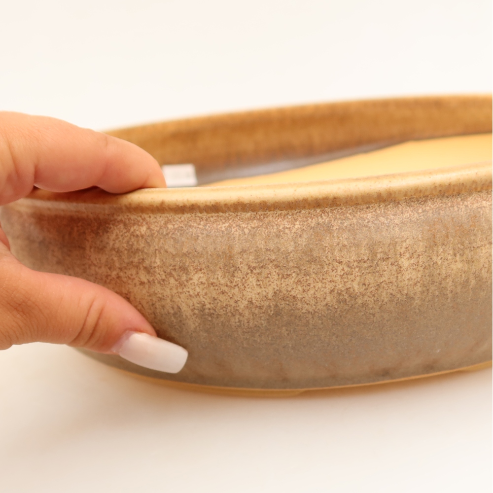 Pot à bonsaï en céramique 31 x 31 x 8 cm, couleur beige