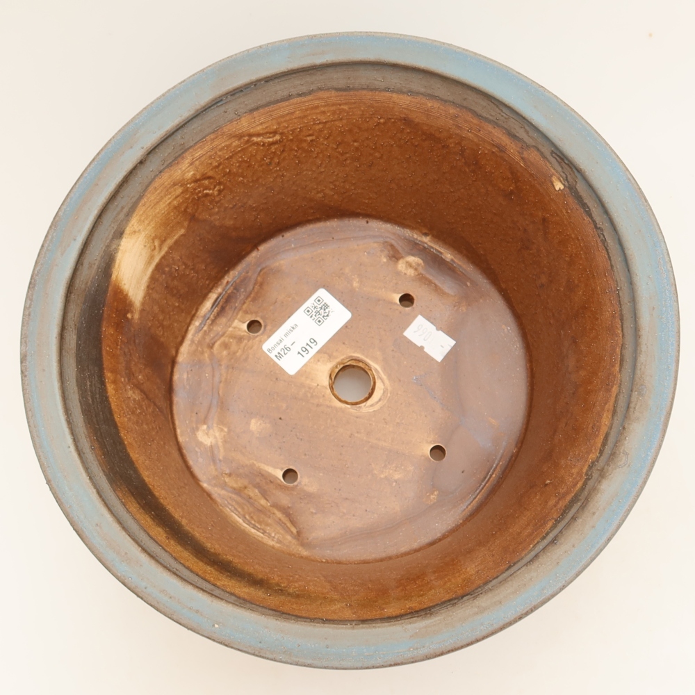 Pot à bonsaï en céramique 24,5 x 24,5 x 11 cm, couleur bleue