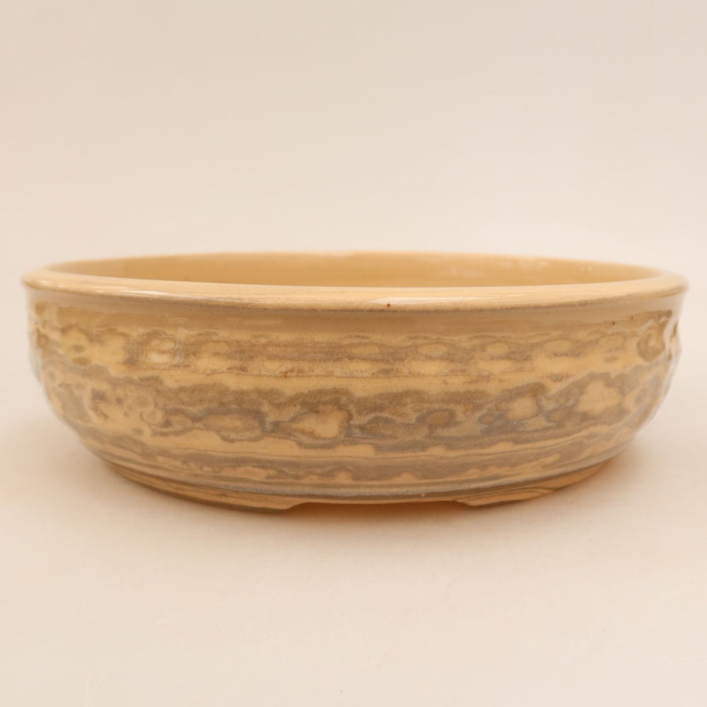Pot à bonsaï en céramique 22 x 22 x 6 cm, couleur beige