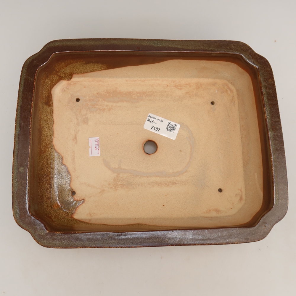 Pot à bonsaï en céramique 27,5 x 21,5 x 7 cm, couleur marron