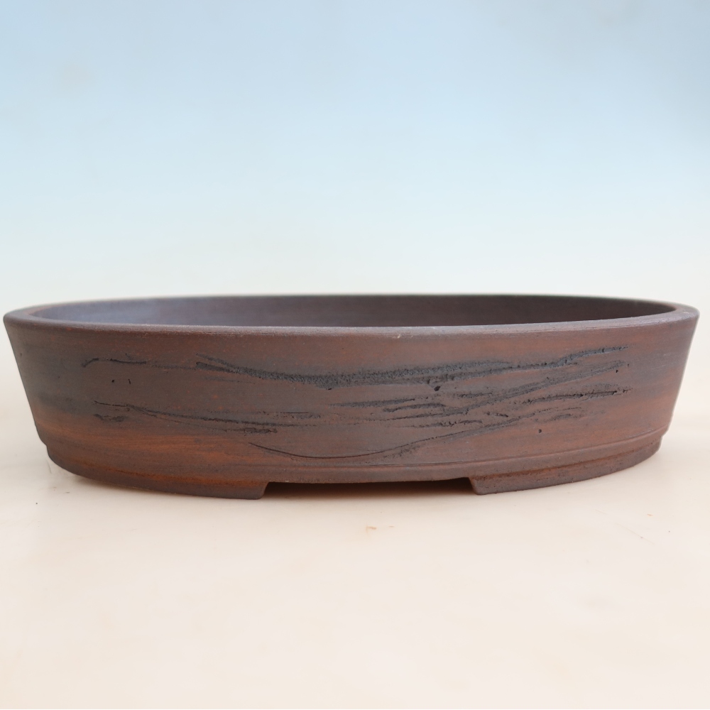 Pot à bonsaï en céramique 37,5 x 30 x 7 cm, couleur marron