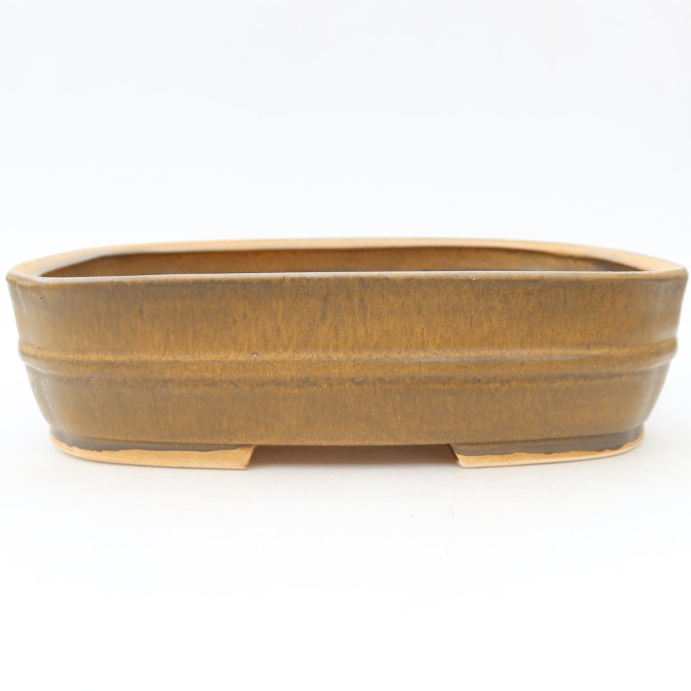 Pot à bonsaï en céramique 24,5 x 20,5 x 6,5 cm, couleur marron