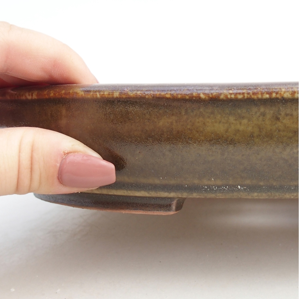 Bol à bonsaï en céramique 24,5 x 20 x 4 cm, brun