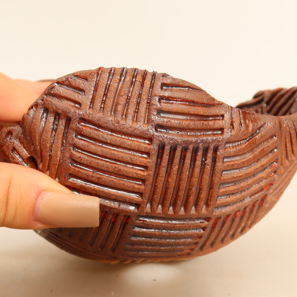 Coquille en céramique pour kokedama, 13,5 x 13 x 7,5 cm, couleur marron